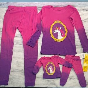 Leveret Girl and Doll Matching Cotton Pajamas tie dye unicorn pink 5year